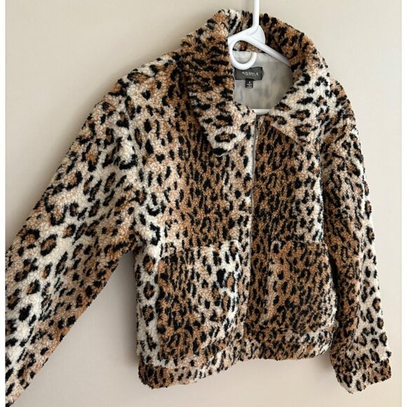 4Sienna Cheetah Prowl Jacket Faux Fur Zip Front Sherpa Size Small NWOT - Picture 4 of 14